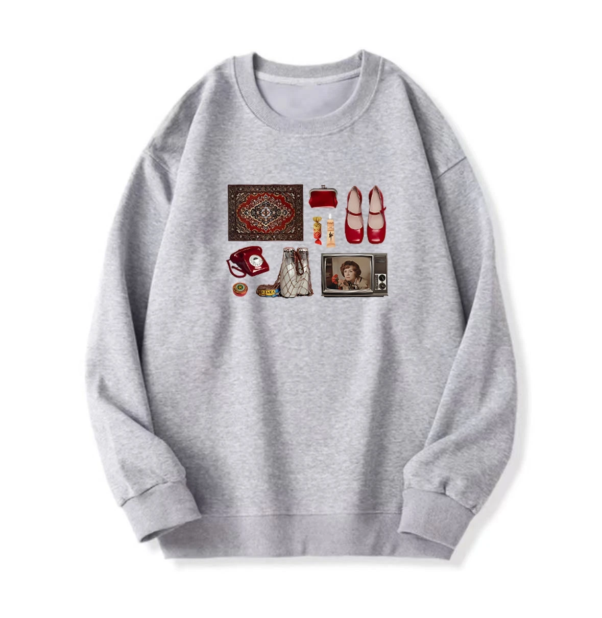 Faionable Casual Loose Bedrucktes rundes Ne Long Sve Sweatshirt Top Damen Bequemes, atmungsaktives Streetwear-Sle