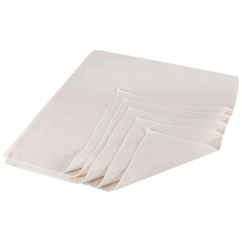 Muslin Cloths For Cooking, Pack Of 5 (50X50CM), Unbleached, Cotton Reusable And Washable Cheese Cloths For Straining