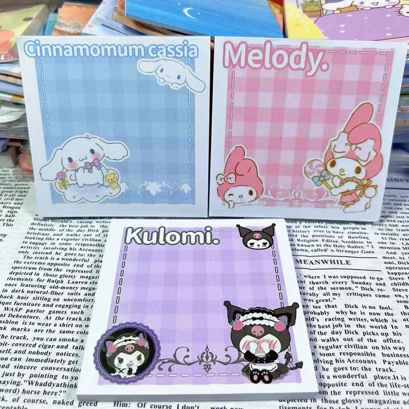 Sanrio Kuromi Cinnamoroll My Melody Post It Notes Cute Notebook Cartoon Anime Tearable Pastable Refrigerator Stickers Girl Gifts