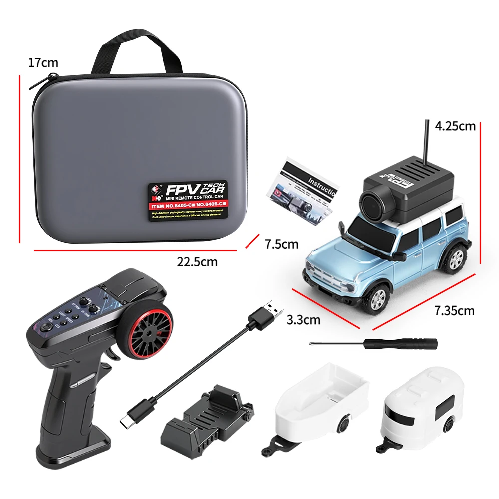 WLtoys RC Cars 1:64 Mini 6405 Cámara HD Coche de carreras 120 °   Control dual gran angular 2.4G 720P