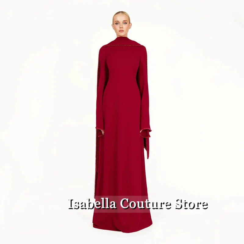 

Modest Wedding Guest Dresses for Women Pearls Shawl O Neck Evening Gowns Long Sleeves A Line Elegant Formal Party Dress 2025