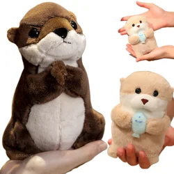 Muñeco de peluche de Animal realista para niños, juguete de peluche con comida de pescado, nutrias Kawaii, regalo de cumpleaños