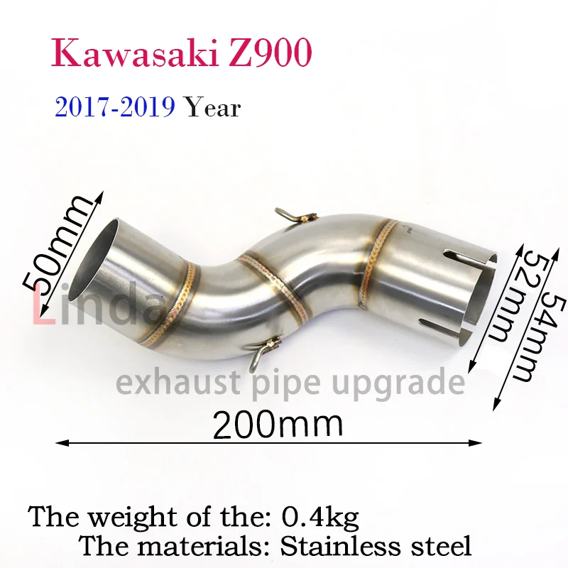 For Kawasaki z900 2017-2021 51mm exhaust Middle Pipe z900 Motorcycle exhaust system exhaust pipe Modify motorcycle accessories