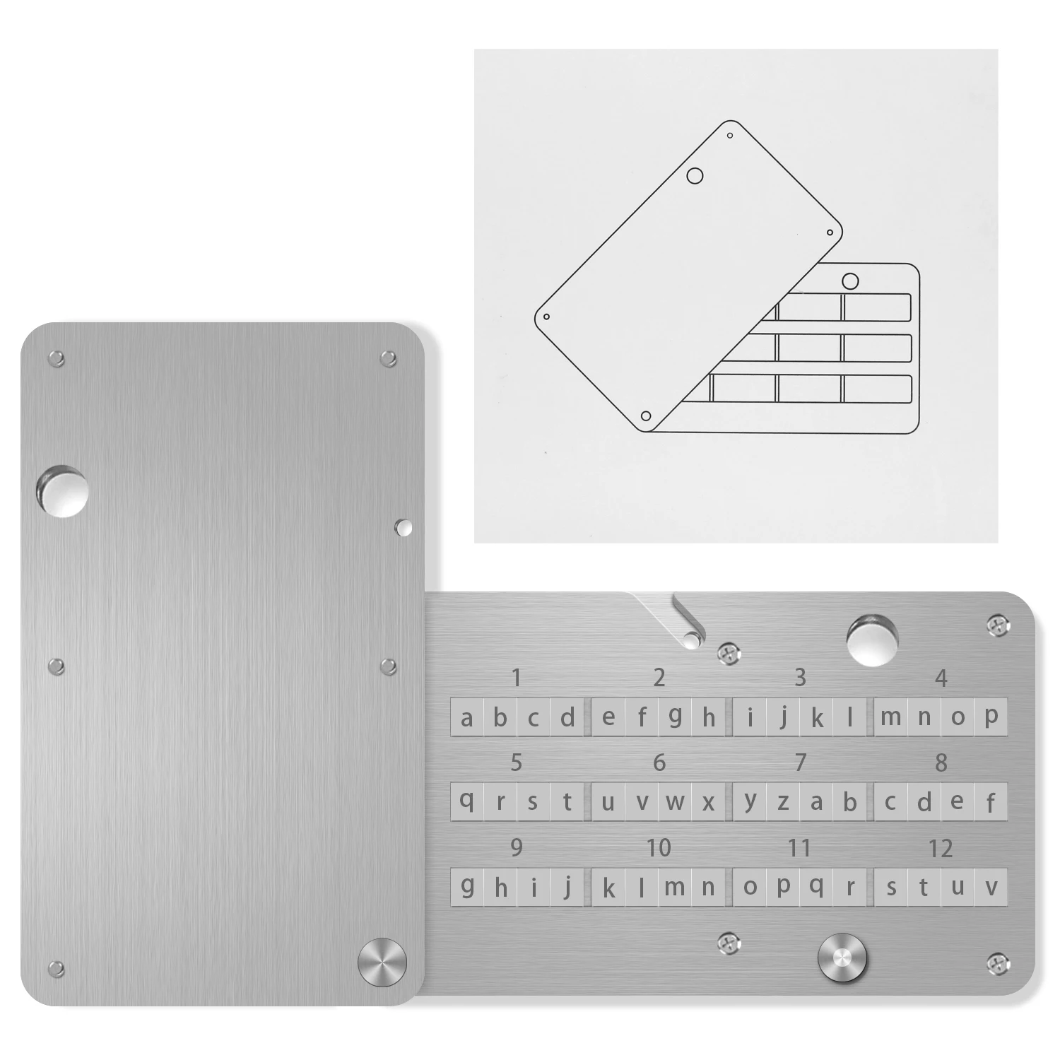 Placa de almacenamiento con frases de semillas criptográficas, llave Bitcoin de 24 palabras, respaldo de billetera de metal frío, compatible con libro mayor, Trezor, KeepKey