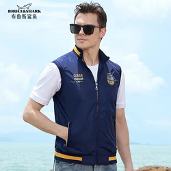 New Men Vest Thin Cotton Light Weigt Bruce&Shark Men Winter Clothes best Embroidery Fashion Casual Outerwear Vest Big Size 4XL