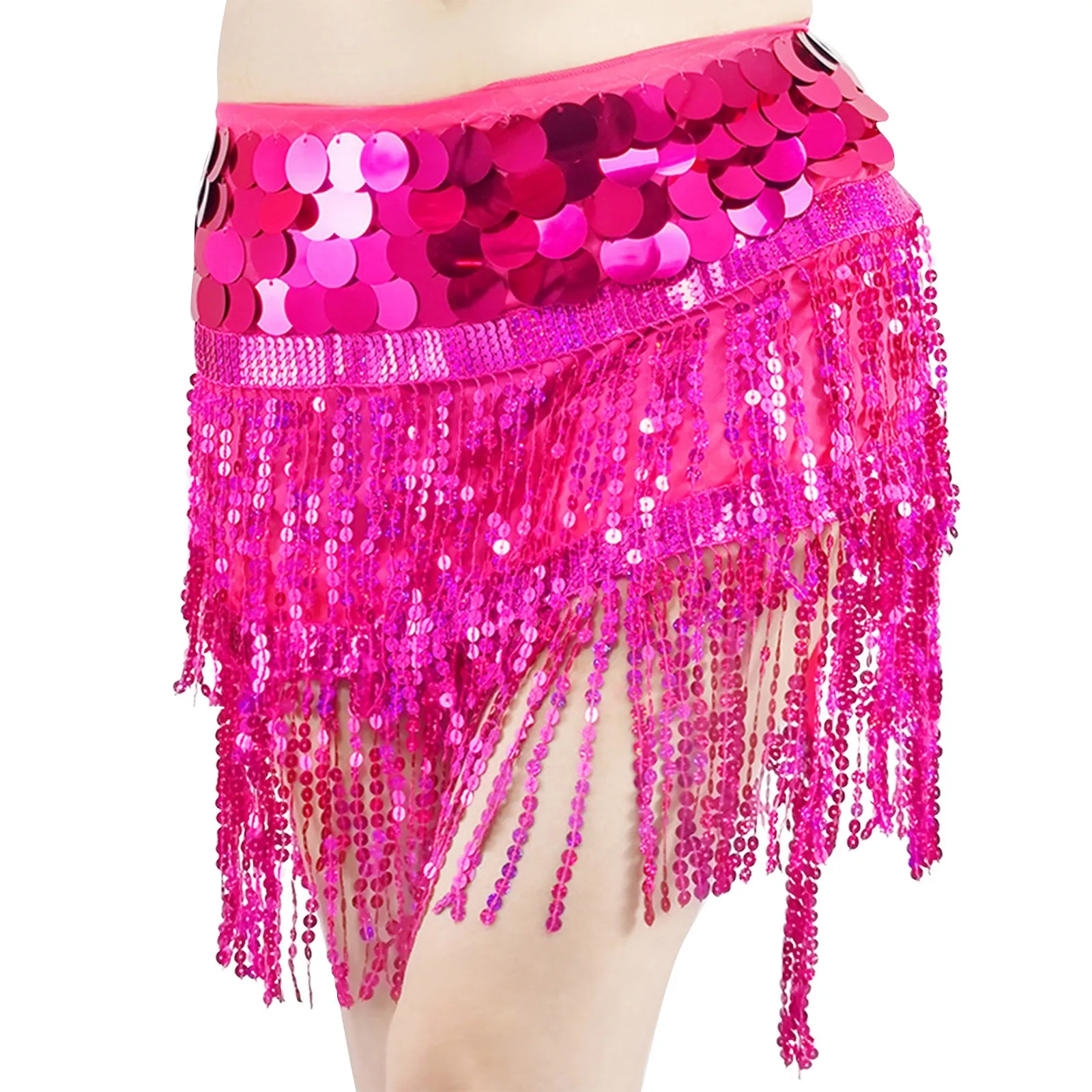 Écharpe taille haute pour femmes, jupe de carnaval Sexy à paillettes, écharpe de danse du ventre multicolore, légère à la mode