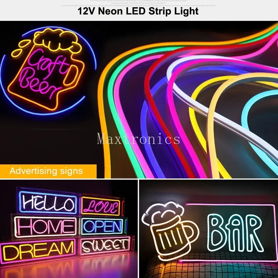 

12V LED Flexible Neon Light Bright Silicone Strip 2835 DIY Shaped Waterproof Decor Lamp for Car Lighting Modification Shop Sign