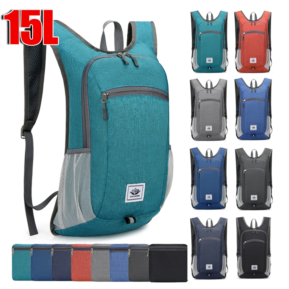 15L Foldable Backpack Men Women Oxford Cloth Ultralight Folding Bag Outdoor Climbing Cycling Hiking Knapsack Travel Daypack