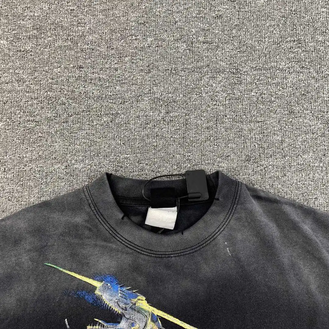25ss Saint Co-brand Metel Dinosaur Printed Women Men T shirts tees Hiphop Oversized Men Casual Cotton T shirt Summer Style