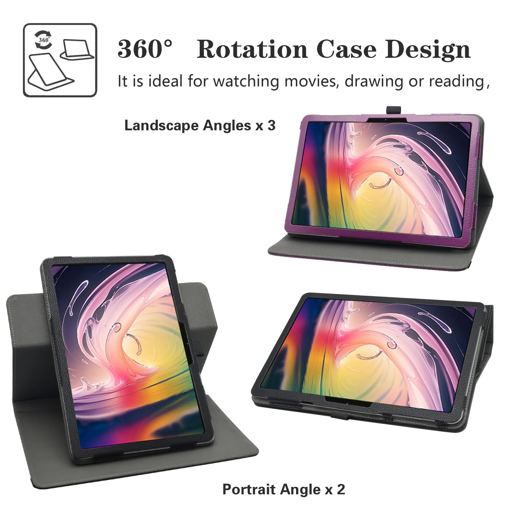 For DEERTiME E9 10.1 inch Tablet Rotating Case，360 Degree Rotation PU Leather Stand Cover