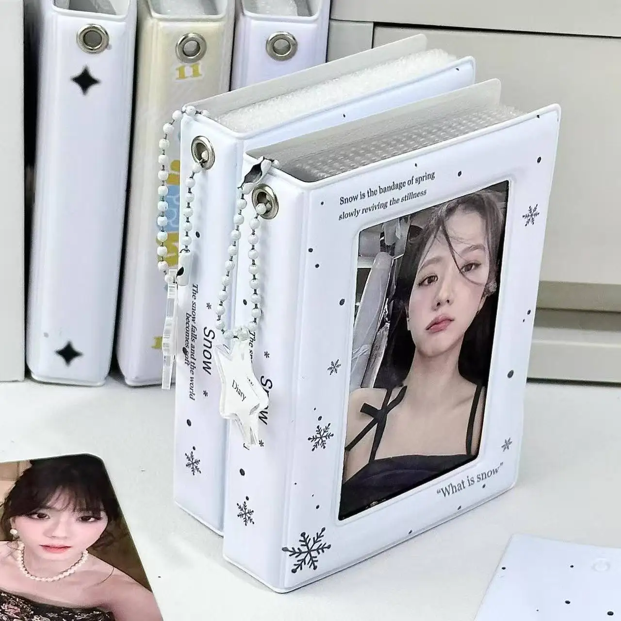 insスノーフレークカードホルダー-3インチカードスロット-アイドルファン向け-32枚収納ブックレット-韓国ノートブック-フォトアルバム-y2k-ベストギフト