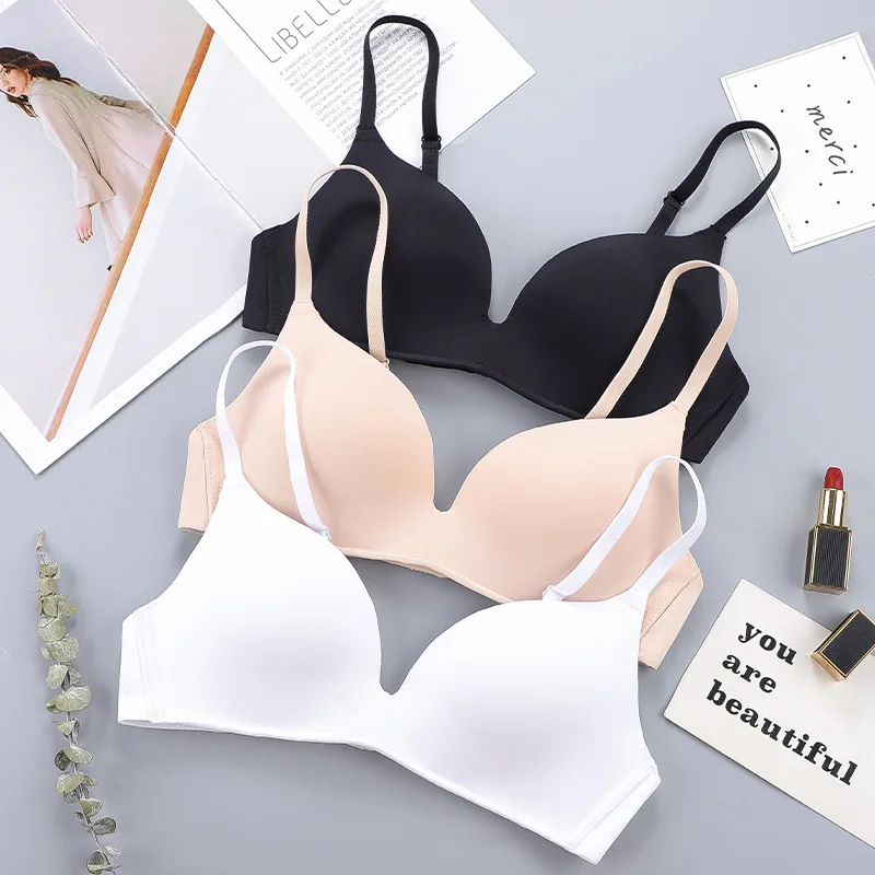 Women Push Up Bras Seamless Wireless Underwear Girls Sexy Breathable Thin Brasiere Students Solid No Wire Gathered Bra Lingerie