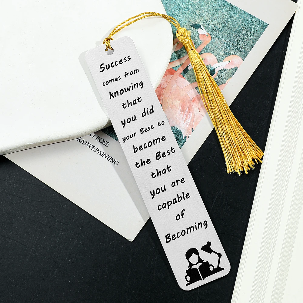 1pcs Inspirational Metal Bookmarks, Stainless Steel Thousands with Gold Tassel, Inspirational Gifts for Colleagues, Friends