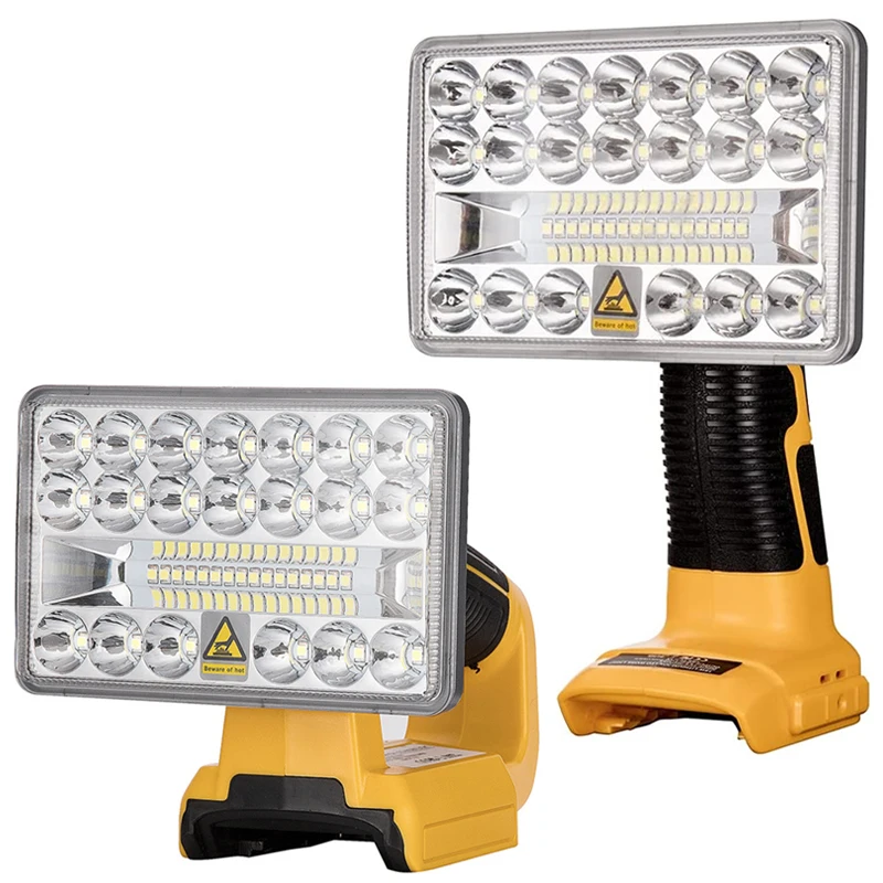 2000 Lumens LED Work Light for DEWALT 18V 20V Lithium Battery DCB201 DCB200 with USB Indoor Outdoor Spotlight Tool Lighting