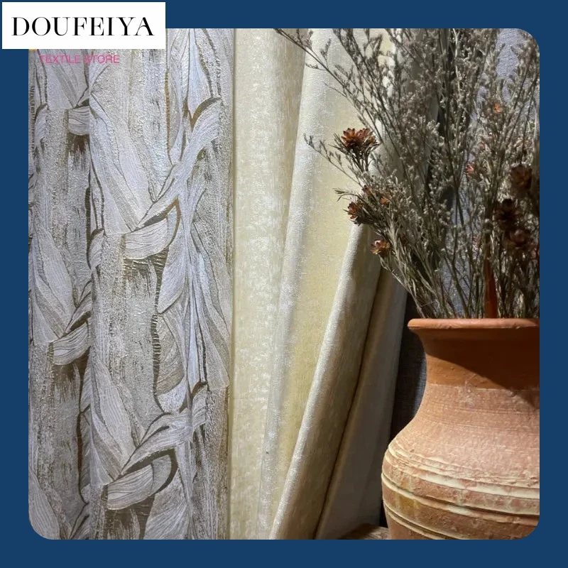 

Nordic Modern Fashionable Light Luxury Splicing Jacquard Curtains for Living Dining Room Bedroom Blackout Custom Size Thick