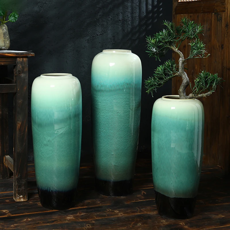 

Large Ceramic Floor Vase Floral Decorations Greenery Home Decor Living Room Hotel Restaurant Free Standing Flower Holder