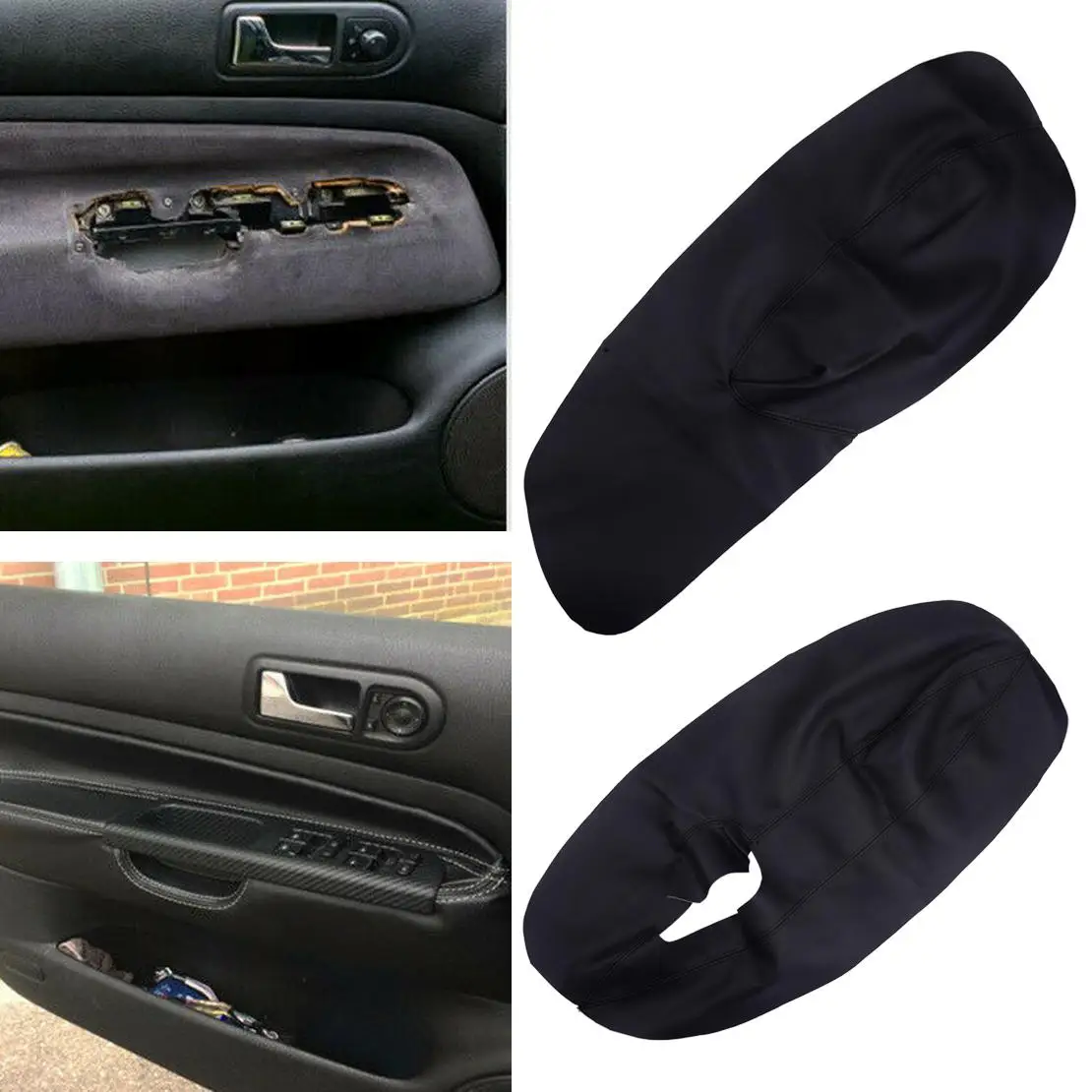 

New 2Pcs Car Front Door Armrest Panel Cover Trim Black PU Leather Fit for VW Golf MK4 Bora Jetta 3 Door 1998-2003 2004 2005 LHD