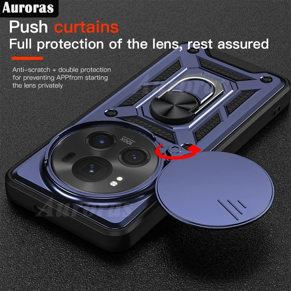 Auroras casing Honor Magic 6 Pro, cincin jari jendela lensa geser tahan guncangan cangkang TPU Untuk Honor Magic 7 6 Pro Cover Fundas