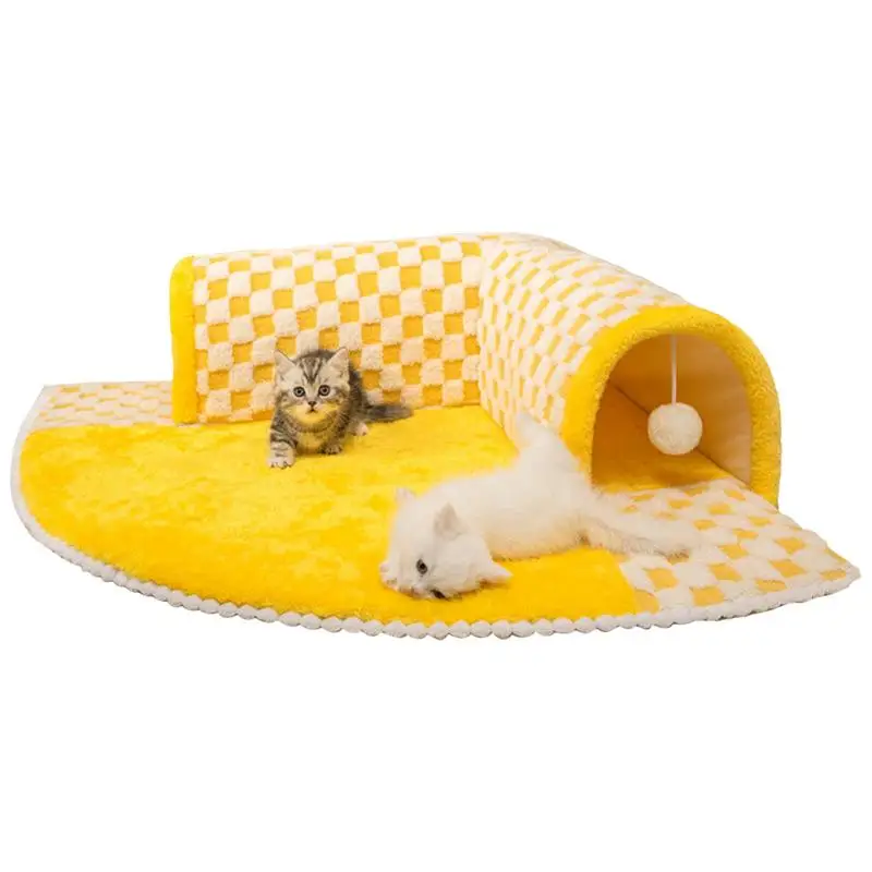 

Plush Cat Tunnel Cat Warm Nest Cat Tunnel Bed Interactive Pet Cave Cats Play Dog Basket Bed Warm Cozy Non-slip Bottom Cats Bed