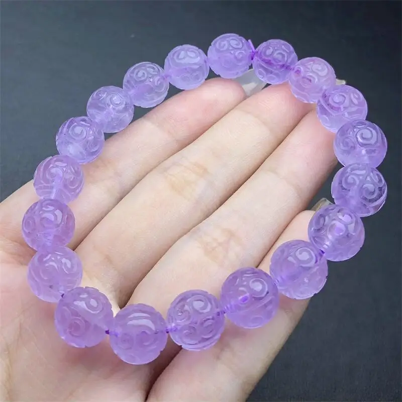 Natural Amethyst Mosaic Bead Bracelet Women Fashion Elegant Healing Fengshui Gemstone Strand Wristband Gift 1PCS