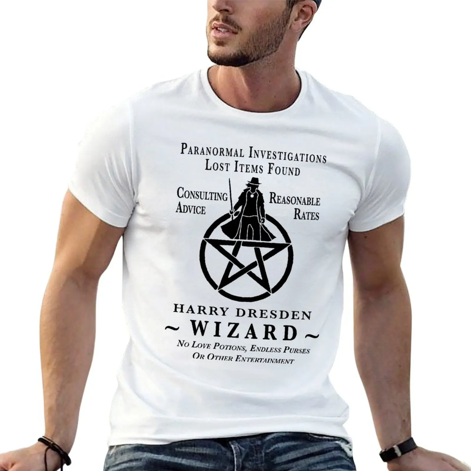 

t man Harry t Dresden: T-Shirt high quality Advertisement cotton graphic shirts shirts Wizard
