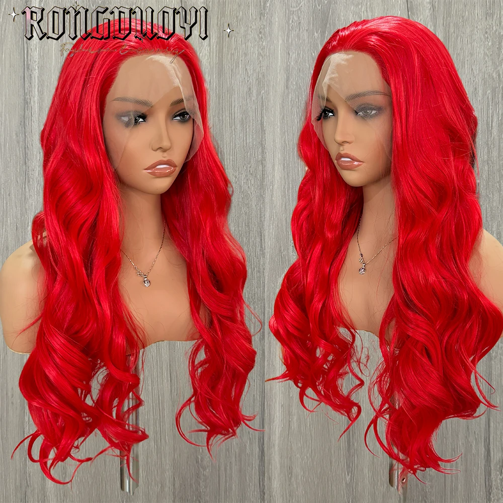 Hot Red Wig Synthetic Lace Front Wig Body Wave Colored Hair Lace Wigs For Women Synthetic Hair Lace Wigs Cosplay Anime Front