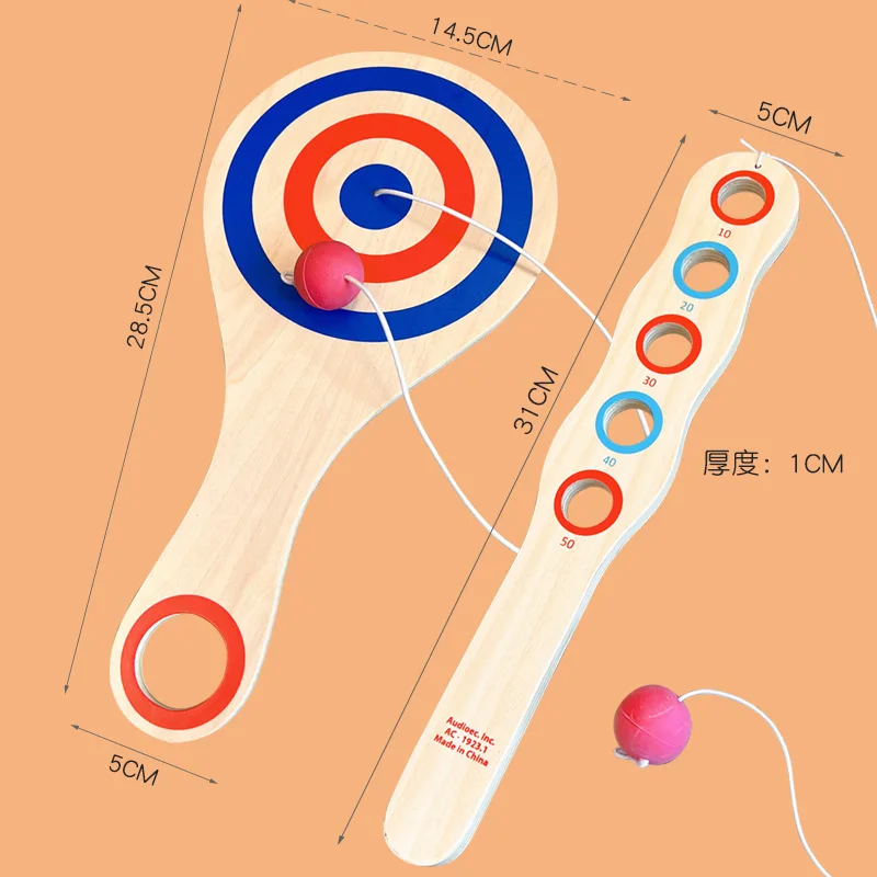 Vaardigheidsbal Houten doelbal met elastisch koord Hand-oogcoördinatie voor kinderen Vaardigheidsspel Interactieve zintuiglijke training Kinderspeelgoed