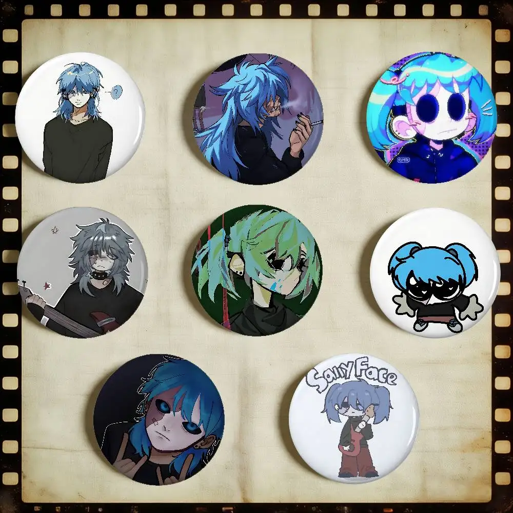 Sally Face Round Exquisite Badge Brooches Creative Pins For Clothes Hat Backpack Gift Accessories