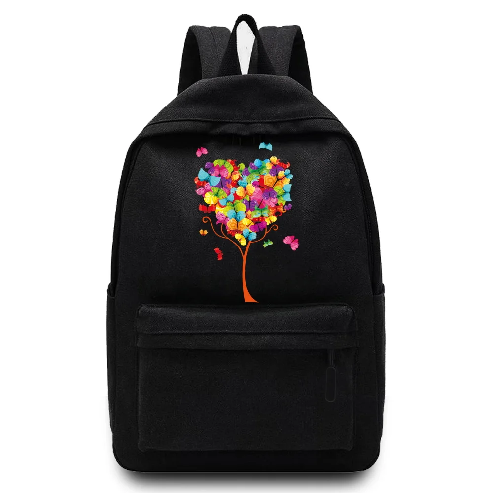 Mochilas de lona para mujer, bolso escolar con hombros, estampado de mariposa, mochila informal, mochila para ordenador portátil de diseñador, bolso