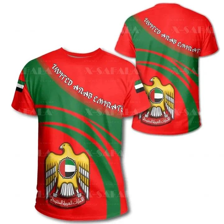 

United Arab Emirates Coat Of Arms 3D Print Mesh Fiber T-Shirt Top Summer Tee Men Streetwear Shorts Sleeve Sport Casual Clothing