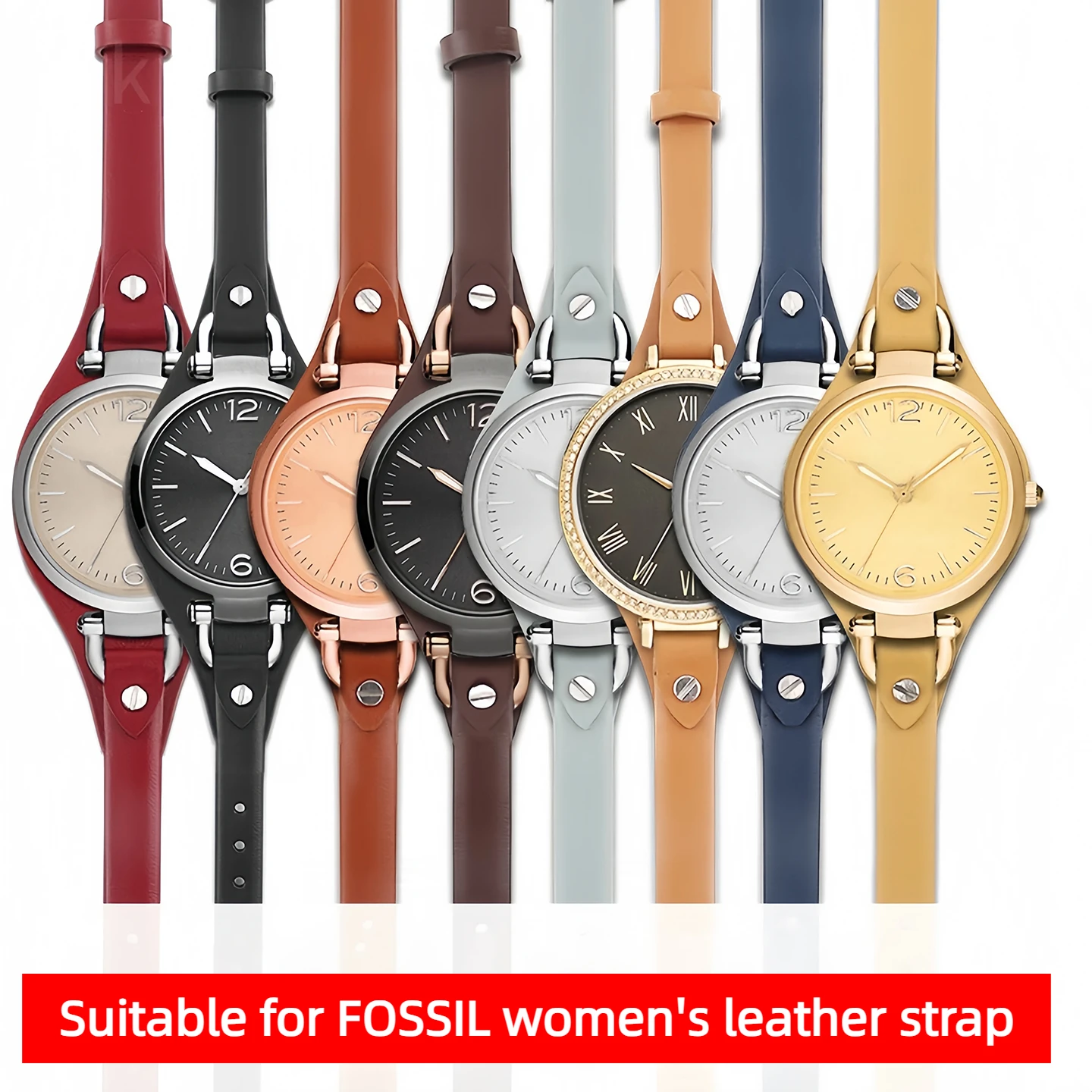 

Для Fossil ES3060 ES3565 ES2830 3077 3262 3060 4176 4119 8 мм ремешок для часов из натуральной кожи из мягкой яловой кожи для женщин ​ Маленький браслет-браслет
