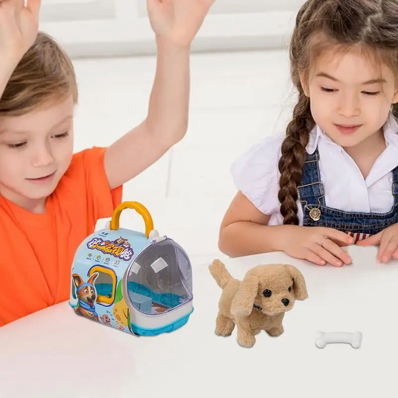 Hopping Bunny Spielzeug Niedlich Elektrische Kaninchen Hund Plüsch Spielzeug Kit Mit Tier Lebensmittel Bunny Hund Puppe Pet Spielzeug Für Kinder spielen Mate Spielzeug