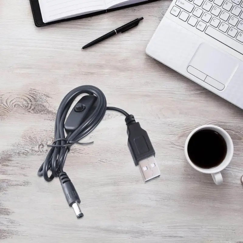 M5TD 1m/100cm USB to DC5521 Power Cord Charging Cable Wire with Switching Button