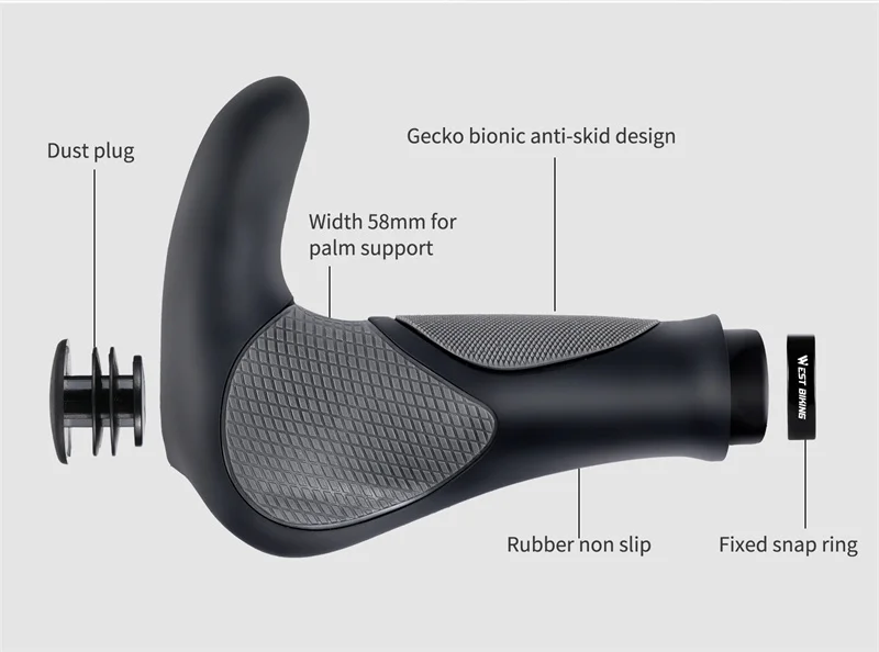 WEST BIKING Ergonomische Fahrradgriffe Lock-on Lenkerüberzug MTB Mountainbike Rutschfester Lenker-Endgriff Fahrradzubehör 1 Paar – Detail 5