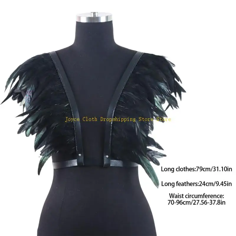 Plume haussement d'épaules châle Punk gothique plume haussement d'épaules épaule femmes hommes 10CD