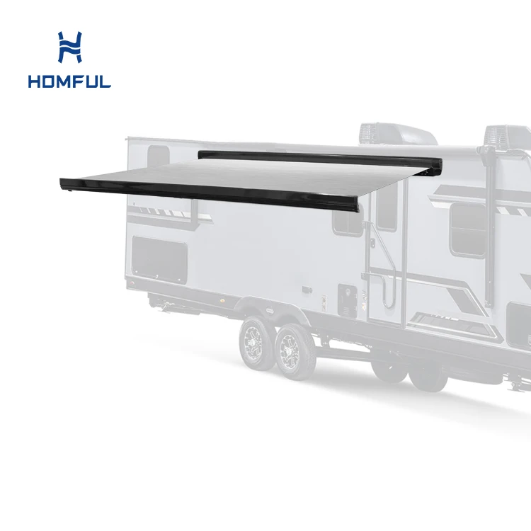 

HOMFUL Euro-Style 3.5x2.5M Electric Camper Truck Awning RV Accessories 460G Heavy Duty Waterproof PVC Fabric Caravan RV Awning