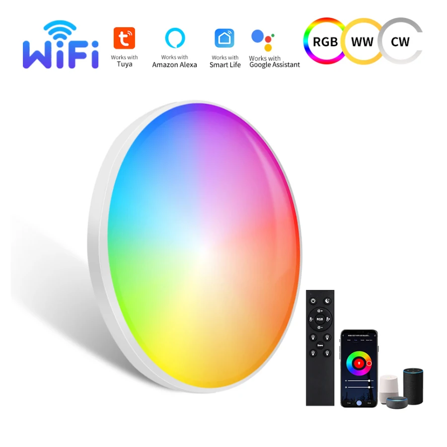 

RGB Smart Ceiling Light WiFi LED Interior Home Decorative Light 220V Color Changing Dimming Compatible with Alexa Google Home