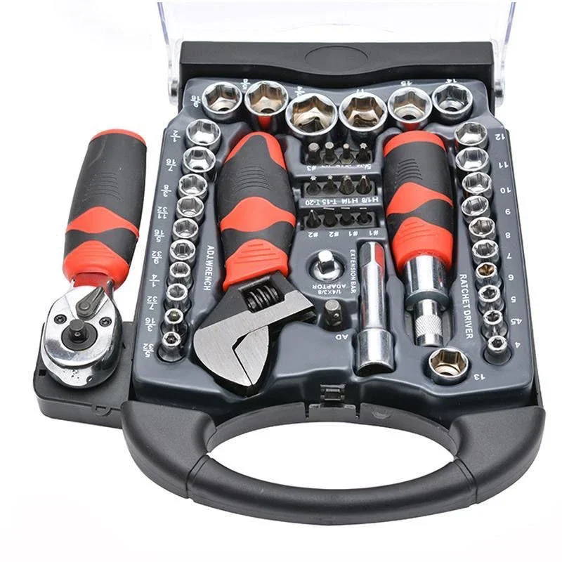 45 Pcs Wrench Set Portable Fly Ratchet Sleeve Set Multifunction Removable Wrenches Kit Automobile Maintenance Manual Tools