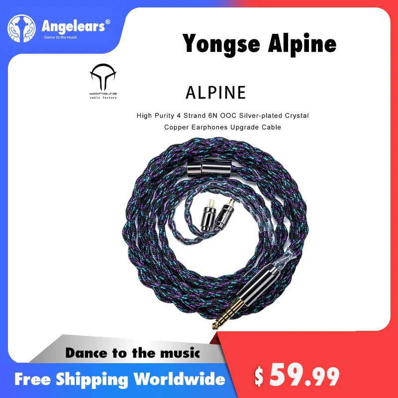 

Yongse Alpine New Arrival High Purity 4 Strand 6N OOC Silver-plated Crystal Copper Earphones Upgrade Cable