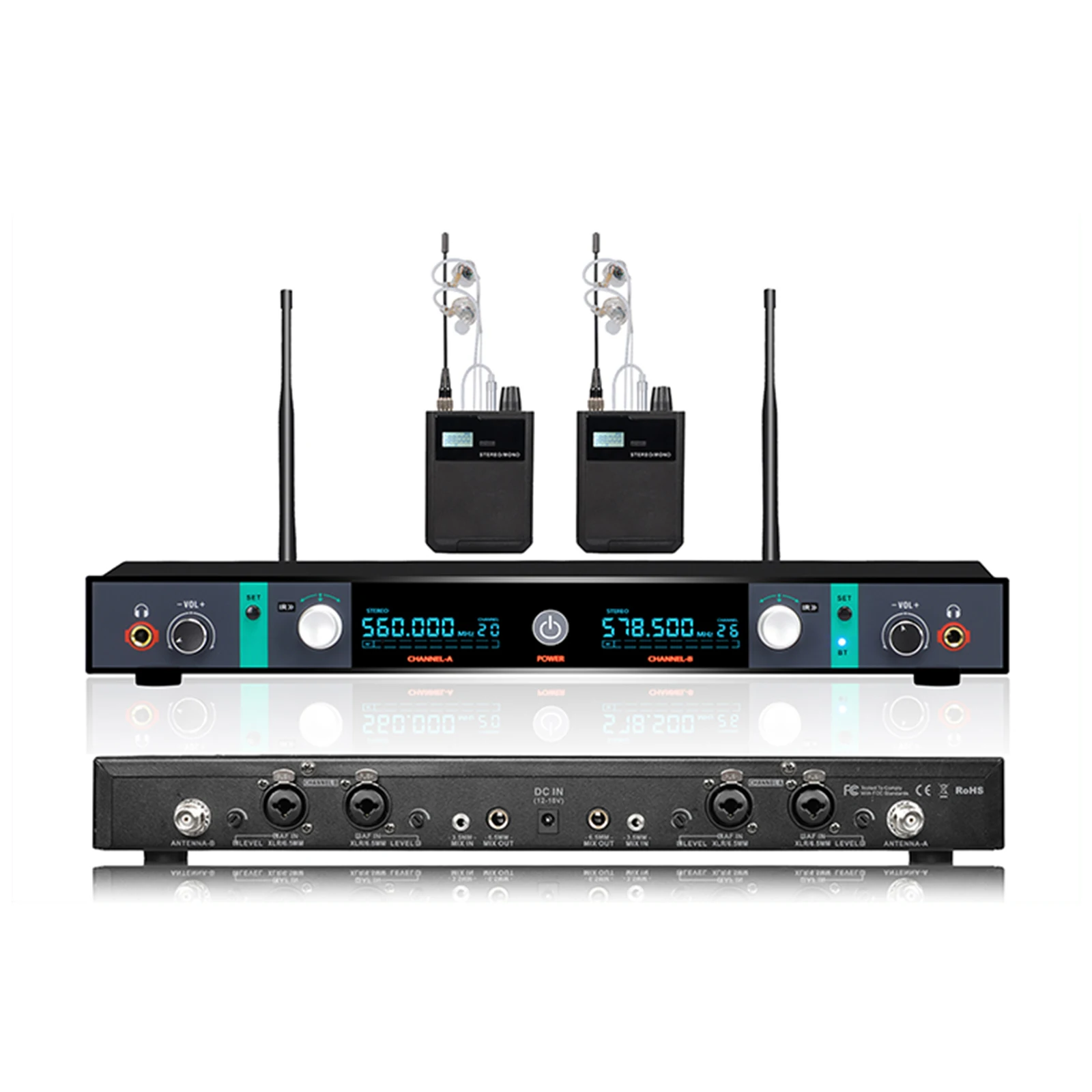 One-to-two wireless stage ear-back launch band return performance XSW IEM-2 stereo in-ear monitor