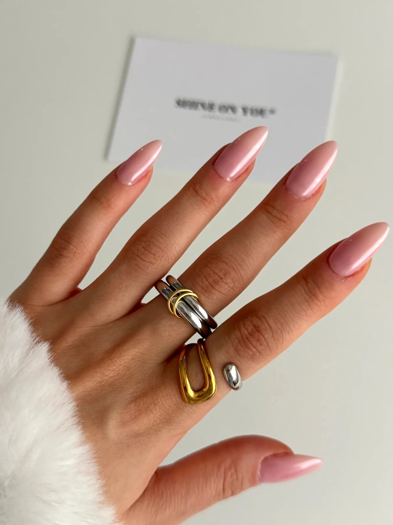 Peri\'sbox Stainless Steel Splicing Color Irregular Hollow Open Rings for Women Men Unique Design Double Layer Circle Finger Ring