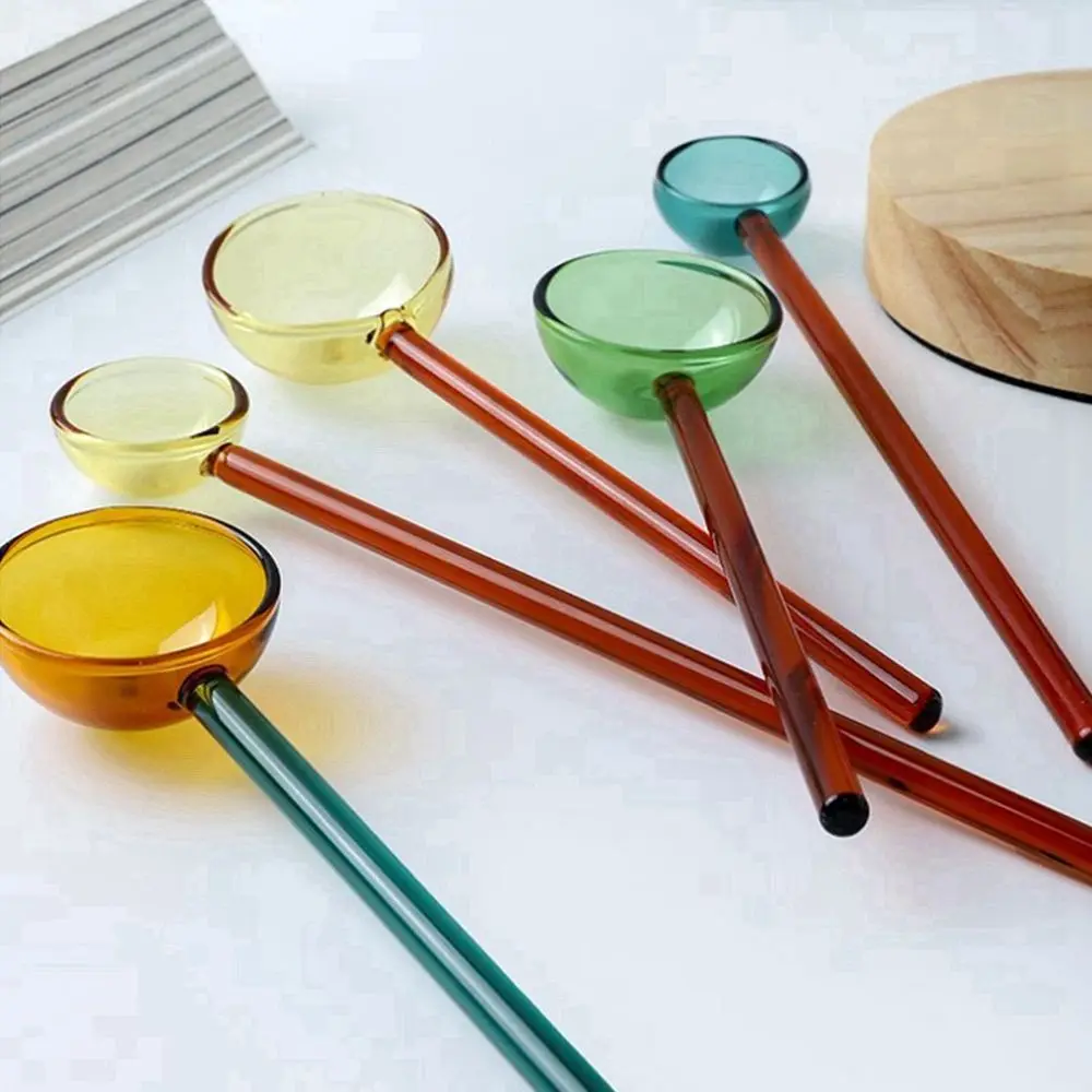 Round Rod Colored Transparent Dessert Coffee Scoop Kitchen Gadgets Stirrer Tableware Stirring Spoons Spoon