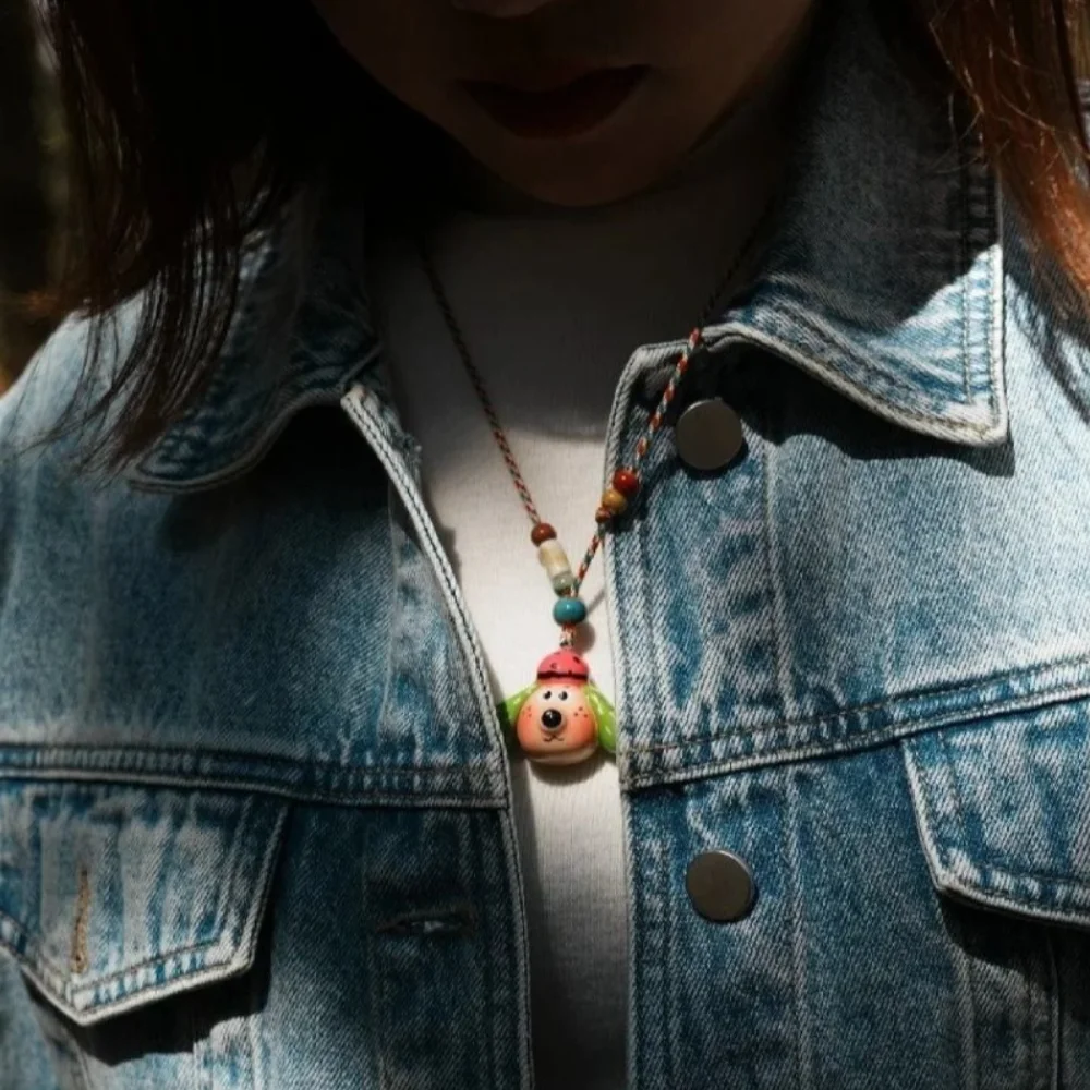 

Sweet Cute Dog Pedant Necklace Clavicle Chain Charm Cartoon Necklace Neck Jewelry Adjustable Women's Choker Girls