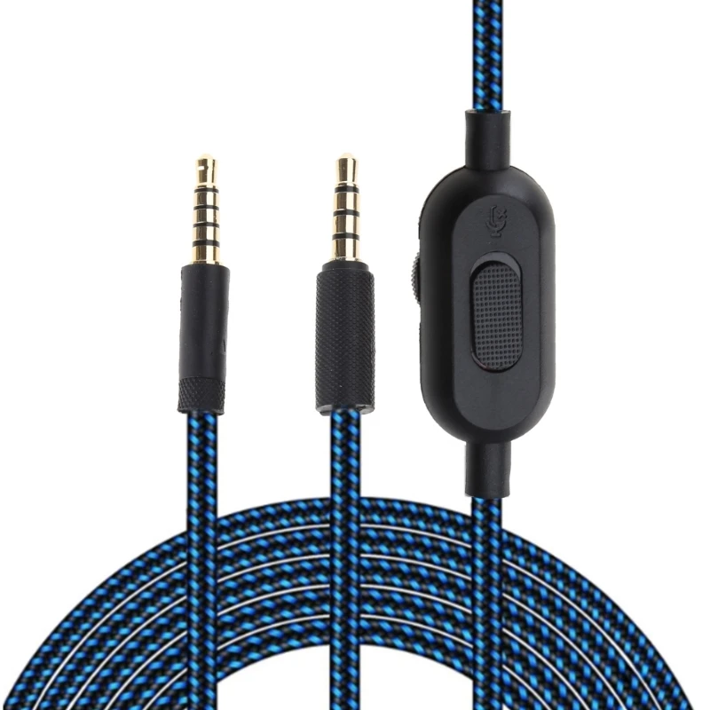 Braided Cable Extension Cord for GPRO G233 G433 Headset Wire with Mute Volume Control Corrosion Resistant Connector LX9A