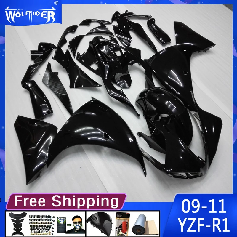 

Motorcycle ABS plastic fairings for YZFR1 09 10 11 YZF-R1 2009-2011 Motorbike bright black fairing Manufacturer Customize cover