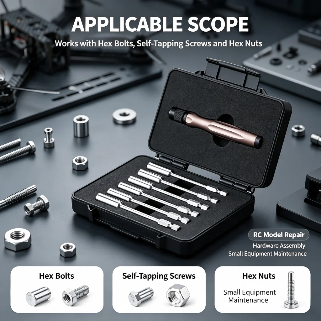 Integrated Thin Wall Hex Socket Wrench Set, Metric Hex Sleeves  H4 H5 H5.5 H6 H7 H8 for RC Mode Drone Airplane Assembly & Repair