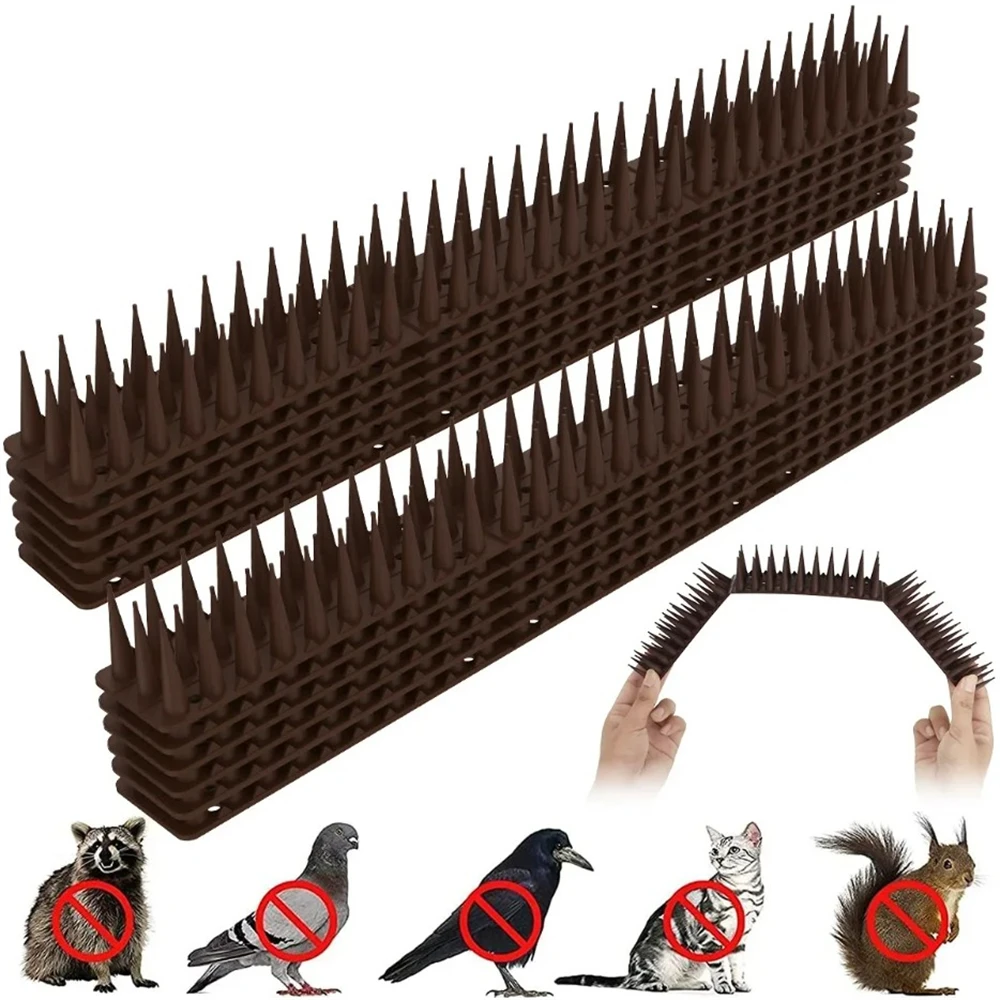 10/12/24Pieces Plastic Fence Wall Spikes  Anti Bird Spikes Burglar Anti Cat Climb Anti-Bird Deterrent Spikes Straps Yard Supply