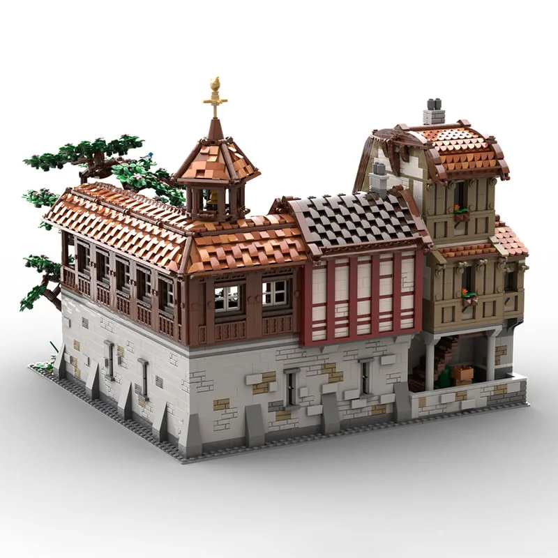 Neue MOC Bausteine Gebäude Modelle Mittelalterlichen Landwirtschaft Markt Modulare Bausteine kinder Spielzeug Geschenke DIYAssemblySet