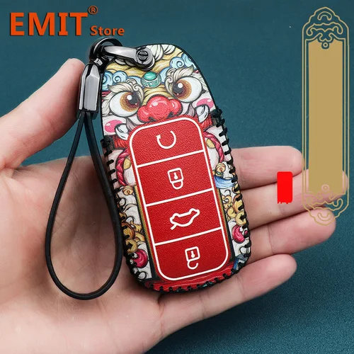 Imagen 2 del producto Funda de cuero para llave de coche para Chery Omoda C5 Tiggo 8 Pro 8plus nuevo 5 Plus 7pro llavero bolsa Shell accesorios de cubierta de protección remota