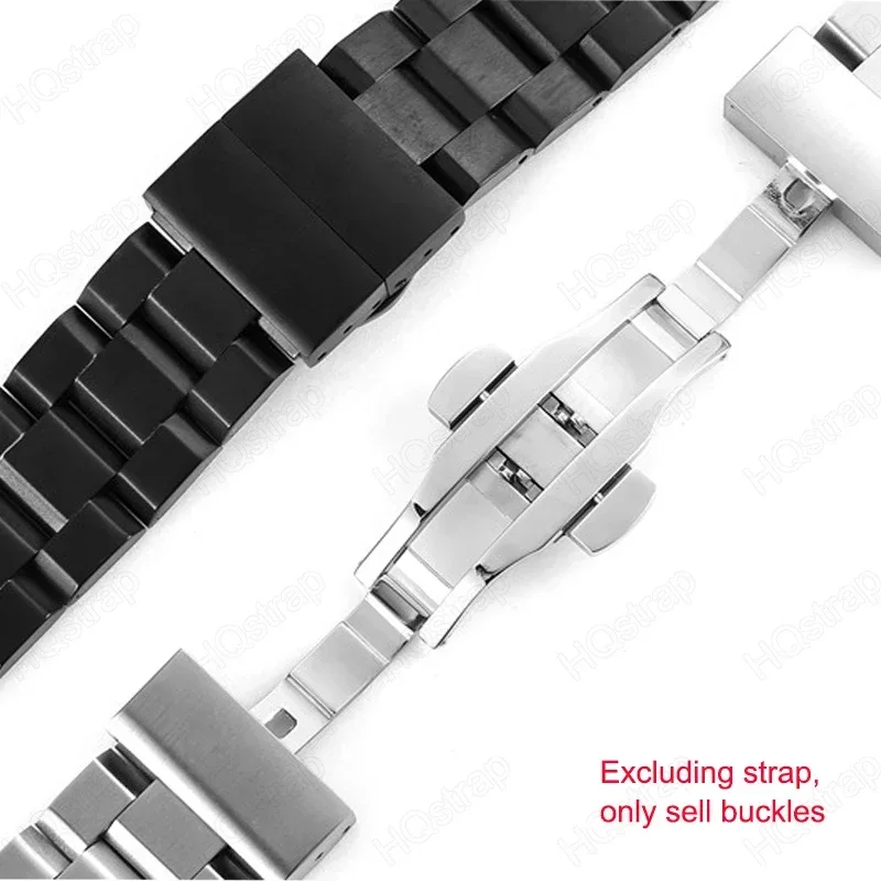 16mm 18mm 20mm 22mm Butterfly Buckle Watch Strap Button  Double Press Stainless Steel Buckles Strap Clasp Watches Accessories